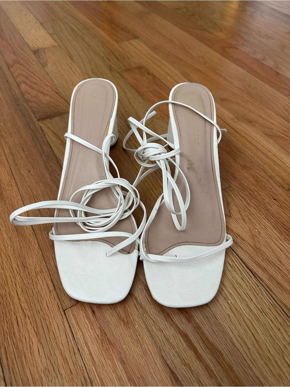 Princess Polly White Lace-Up Square Toe Sandals